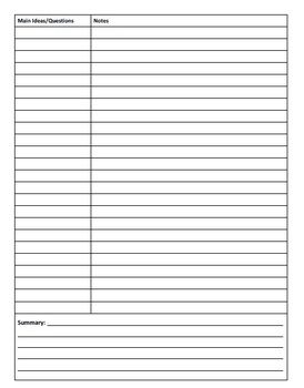 Cornell Notes Templates Free Printable
